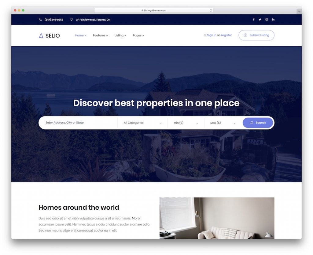 selio real estate website template