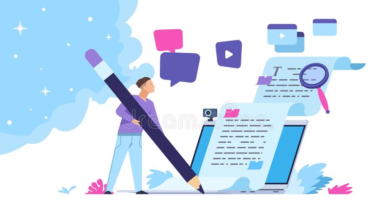 content writer blog articles creation concept people characters freelance work business marketing vector content writer 159151388